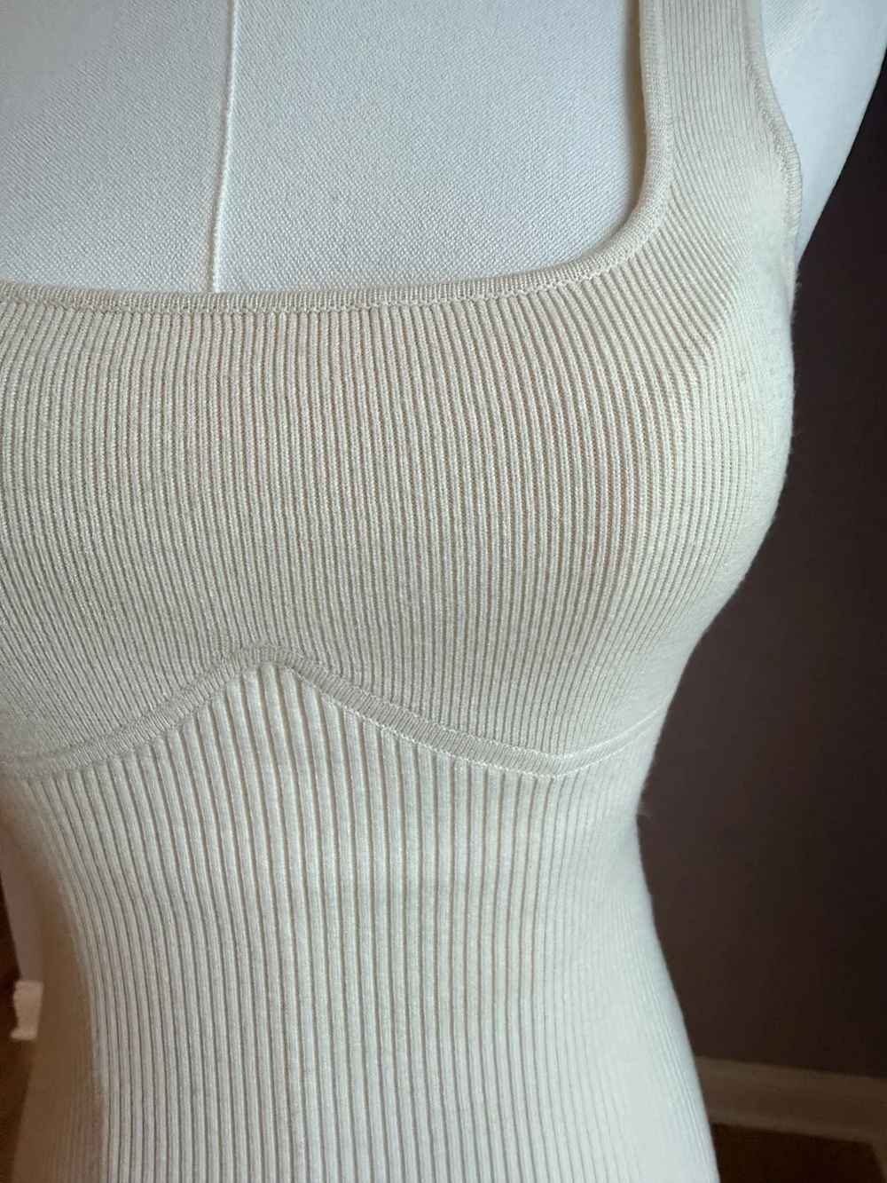 ba&sh Cream Ribbed Square-Neck Bandeau Tank